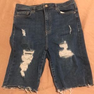 Forever 21 distressed knee length shorts